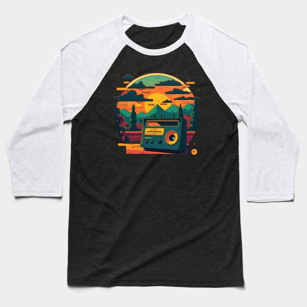 Retro Sunset -  Lofi Chill Music Baseball T-Shirt by TriHarder12